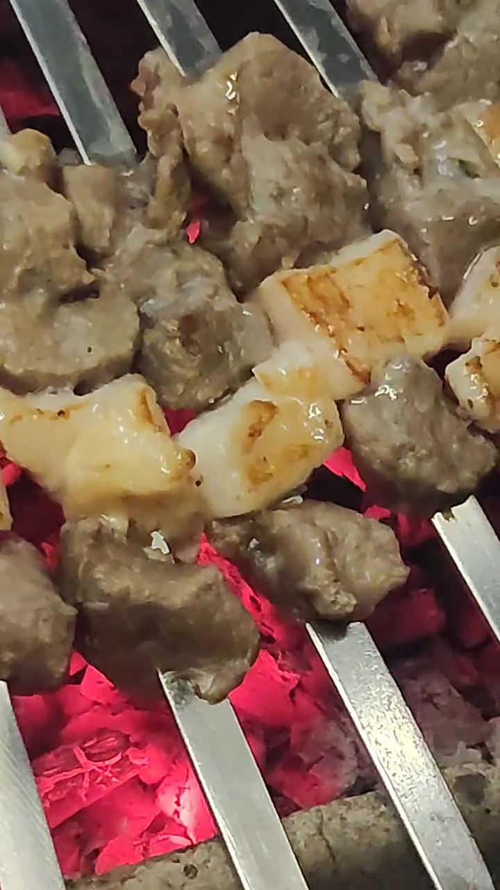 Lamb fat, between every piece